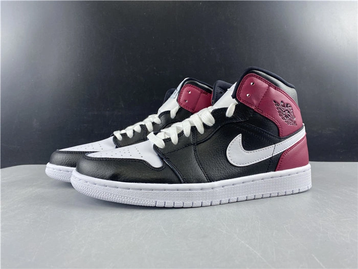 Contemporary Jordan1 Mid Black Noble Red BQ6472- 3734