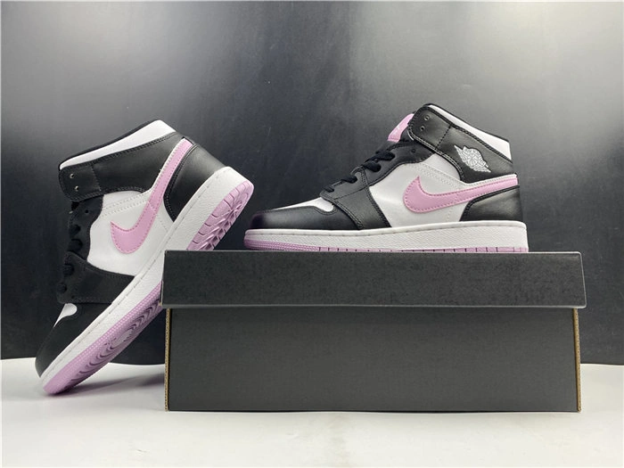 Breathable Jordan1 Mid White Black Light Arctic Pink 555112- 3741